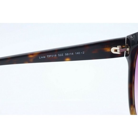 Tom Ford Livia TF 518 52Z Cat Eye Tortoise Sunglasses Purple Gradient (B)